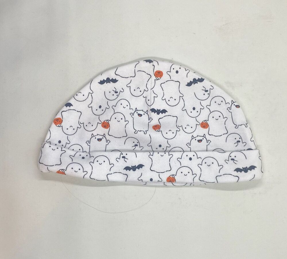 Just One You Carter's Halloween Ghost Bat hat Size 9 month white orange black